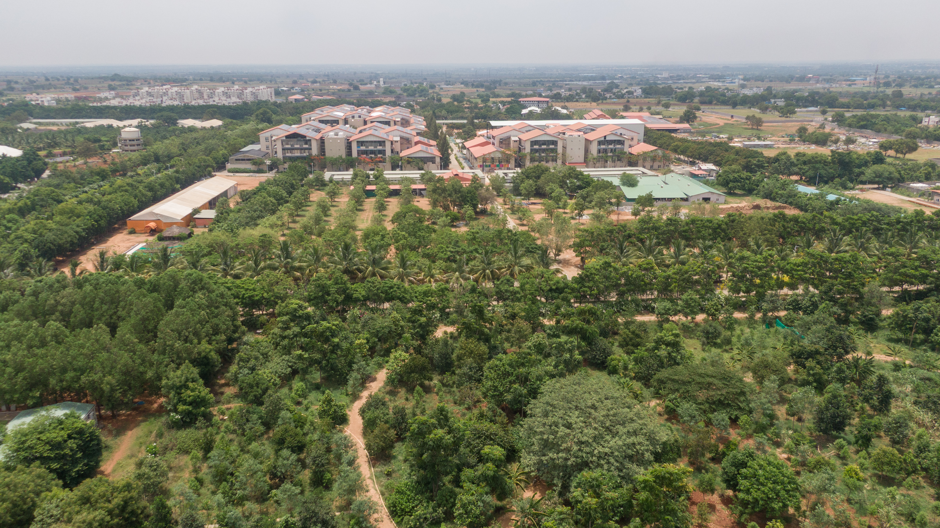 Aerial view of Kanha Shanti Vanam campus